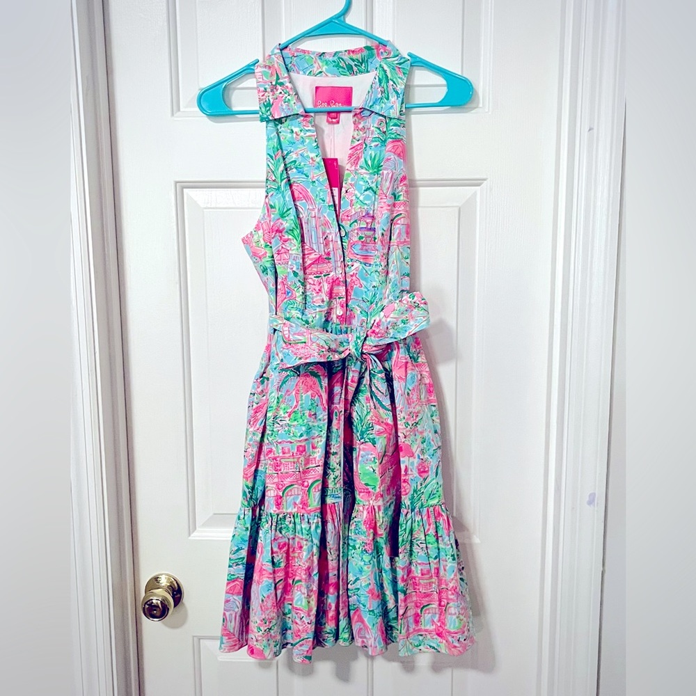 Lilly Pulitzer Pink and Green Sleeveless Dress